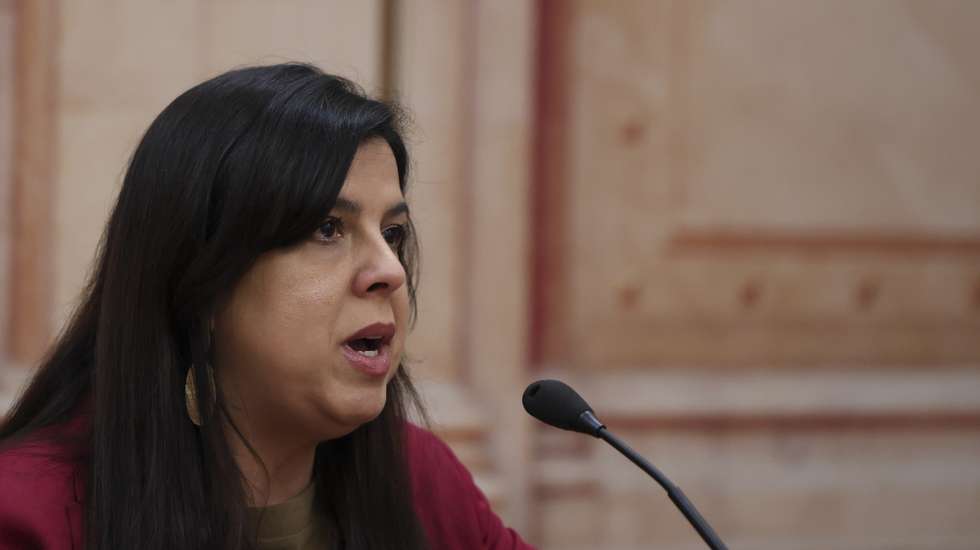 A porta-voz do Pessoas - Animais - Natureza (PAN), Inês de Sousa Real, durante a conferência de imprensa de apresentação do pacote de medidas a levar à primeira sessão da XVII Legislatura, que se inicia no dia 03 de junho, na Assembleia da República, em Lisboa, 02 de junho de 2025. ANTÓNIO COTRIM/LUSA