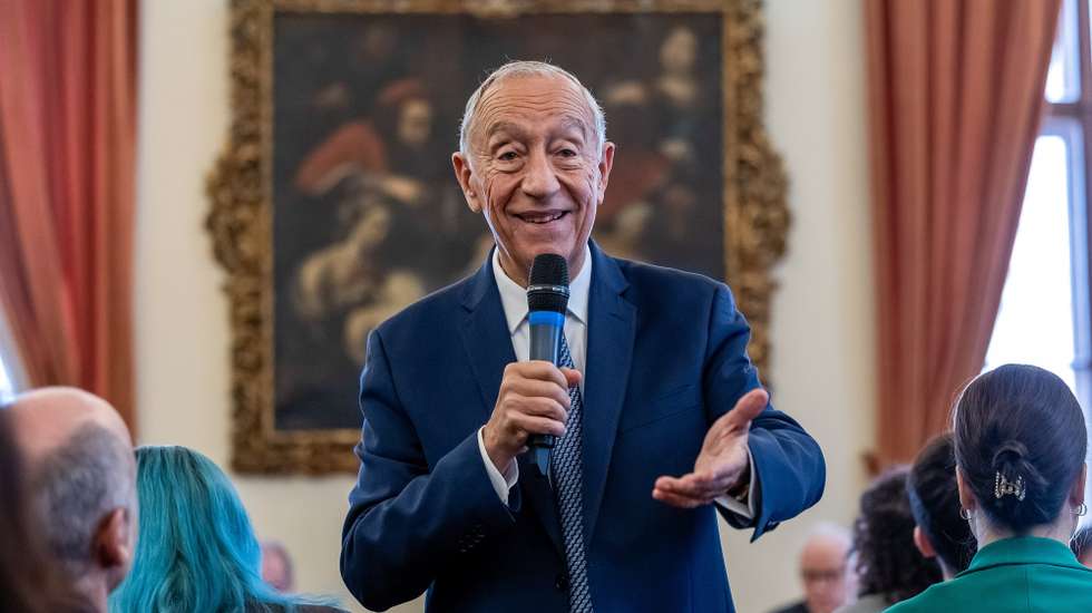 O Presidente da República, Marcelo Rebelo de Sousa, participa num encontro e palestra com alunos e professores de língua portuguesa sob o tema “A Europa e o mundo em mudança”, na Universidade Charles, em Praga, República Checa, 06 de fevereiro de 2025. JOSÉ SENA GOULÃO/LUSA