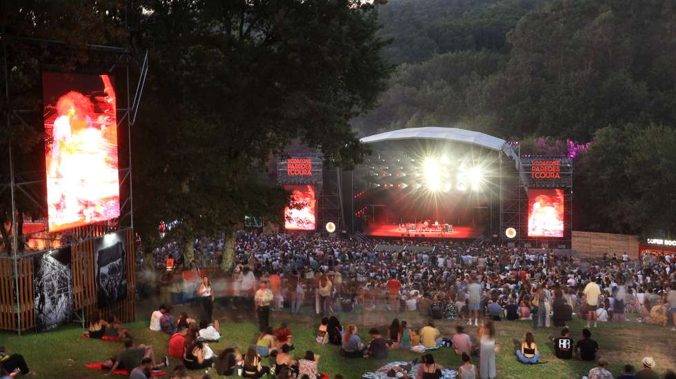 Attendees enjoy the opening day of the Paredes de Coura music festival in Paredes de Coura, northern Portugal, 13 August 2024. The festival runs through 16 August. ESTELA SILVA/LUSA