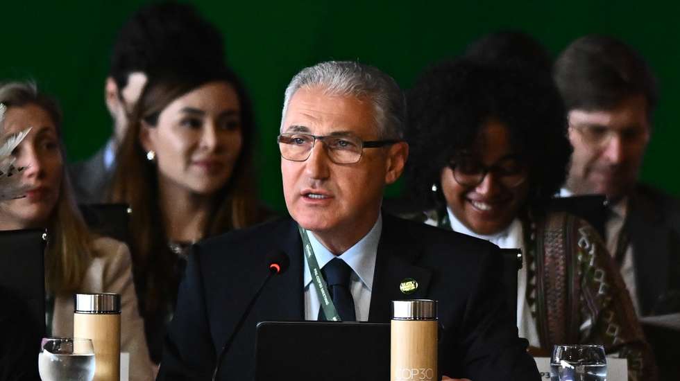 epa12451214 The president of COP29, Mukhtar Babayev, attends the opening session of the PRE-COP30 meeting at the International Convention Center in Brasilia, Brazil, 13 October 2025. during the meeting, the Brazilian presidency of COP30 urged the world to take concrete action against global warming.  EPA/ANDRE BORGES