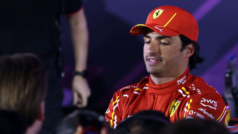 epa11194730 Third placed Scuderia Ferrari driver Carlos Sainz Jr. of Spain at the pitlane after the Formula One Bahrain Grand Prix, at Bahrain International Circuit in Sakhir, Bahrain, 02 March 2024.  EPA/ALI HAIDER
