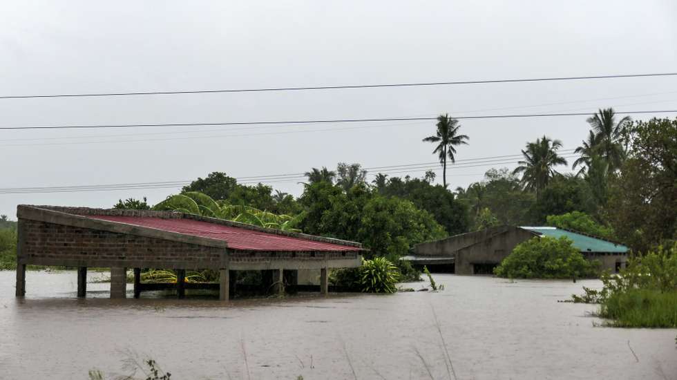 Houses under the water in the village of Nicoadala flooded by the Freddy Storm in the Zambezia region, Mozambique, 14 March 2023. This is one of the longest lasting storms ever, after it formed at the beginning of February in the Asian seas, crossing the entire Indian Ocean to the east African coast. Until now 10 people have been killed by the storm accordind to official data. ANDRE CATUEIRA/LUSA