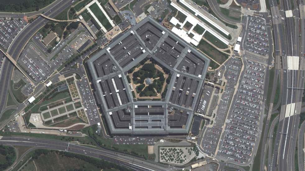 epa09459111 A handout satellite image made available by Maxar Technologies shows the Pentagon and the 9/11 Memorial (C, bottom), in Arlington, Virginia, USA, 27 July 2020 (issued 10 September 2021). The 20th anniversary of the worst terrorist attack on US soil will be observed on 11 September 2021.  EPA/MAXAR TECHNOLOGIES HANDOUT -- MANDATORY CREDIT: SATELLITE IMAGE 2021 MAXAR TECHNOLOGIES -- the watermark may not be removed/cropped -- HANDOUT EDITORIAL USE ONLY/NO SALES