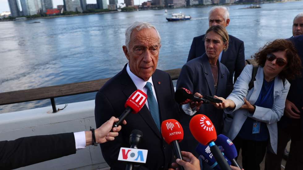 O Presidente da República, Marcelo Rebelo de Sousa, fala aos jornalistas após o seu discurso na sessão de abertura da Assembleia Geral das Nações Unidas na sede da ONU, Nova Iorque, 19 de setembro de 2023. NUNO VEIGA/LUSA