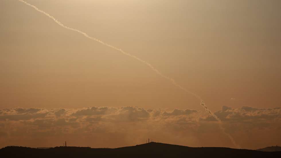 epa12807728 The trail of projectiles fired from southern Lebanon towards central Israel, as seen from the border in Upper Galilee, northern Israel, 09 March 2026. Israel's military stated it struck three launchers used to fire the rockets toward Israeli territory as part of an operation aimed at thwarting Hezbollah infrastructure.  EPA/ATEF SAFADI