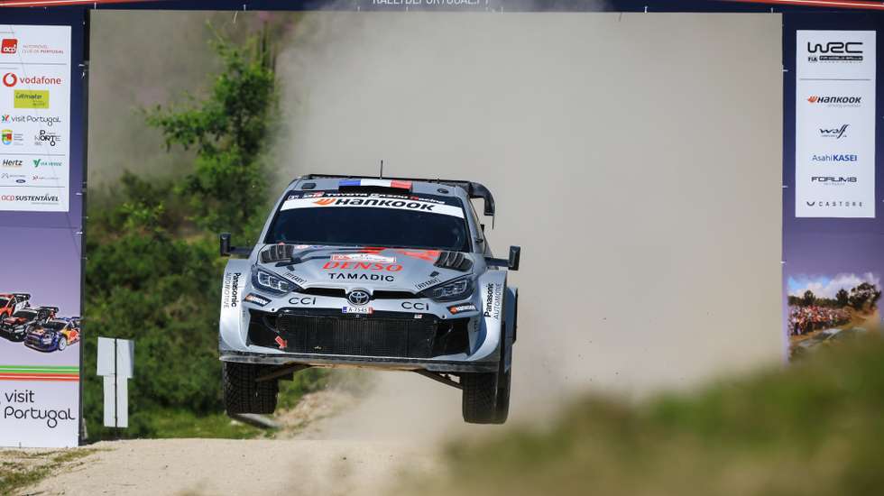 Sebastien Ogier of France drives his Toyota GR Yaris Rally 1 during the WRC Rally de Portugal 2025 in Vieira do Minho, Portugal, 17 May 2025. JOSE COELHO/LUSA