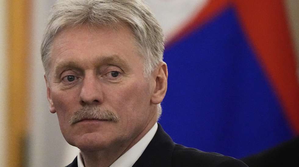 epa12087500 Kremlin spokesman Dmitry Peskov attends talks between Russian President Vladimir Putin (not pictured) and Serbia's President Aleksandar Vucic (not pictured) in Kremlin, Moscow, Russia, 09 May 2025.  EPA/ALEXANDER ZEMLIANICHENKO/AP POOL