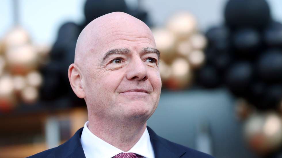 epa13268935 FIFA President Gianni Infantino looks on during the opening of new offices at the Latvian Football Association  in Riga, Latvia, 28 September 2026. During his visit to Latvia, Gianni Infantino met Latvian officials and discussed Latvia's long-term plan to bid for hosting the FIFA U-20 World Cup together with Ukraine in the future, the development of football infrastructure, and the economic impact of major international sports events on Latvia.  EPA/TOMS KALNINS