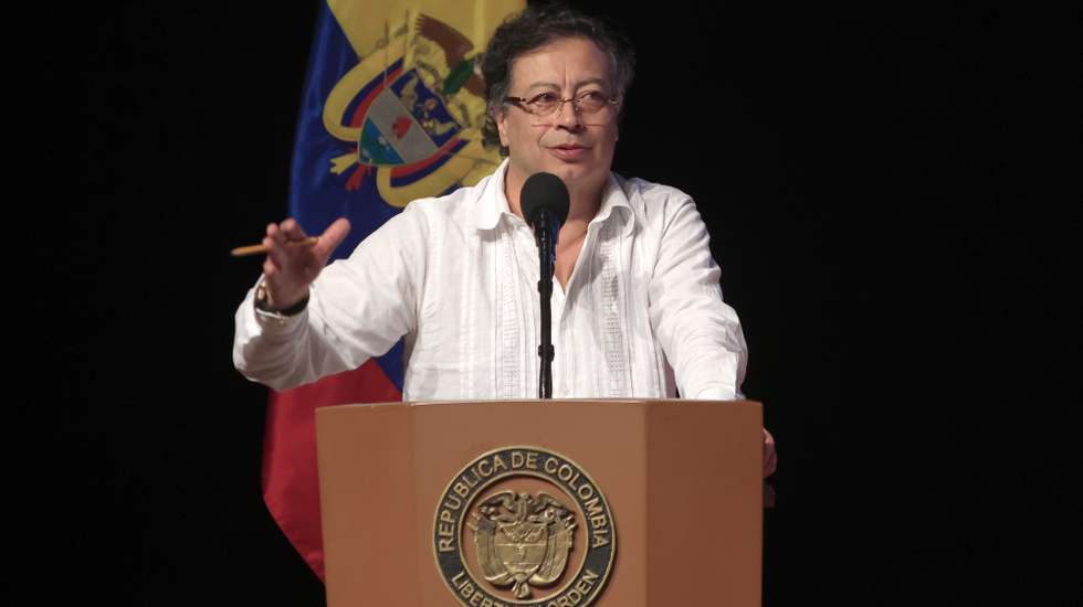 epa11993164 Colombian President Gustavo Petro speaks during the final day of the Second World Conference on Air Pollution and Health, convened by the World Health Organization (WHO) in Cartagena, Colombia, 27 March 2025. Experts agree that although there is evidence of the negative impacts of pollution, there are narratives that prioritize other interests.  EPA/RICARDO MALDONADO ROZO