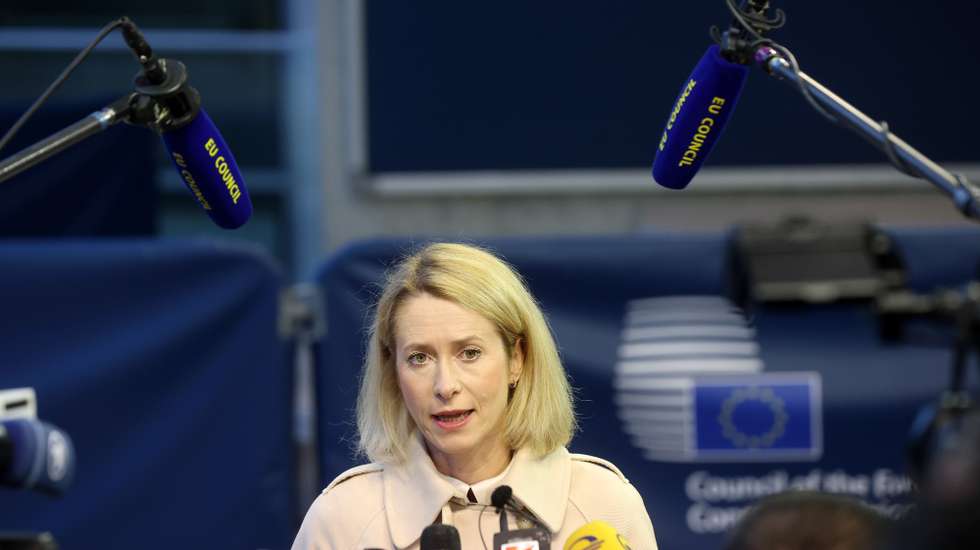 epa13297981 High Representative of the European Union for Foreign Affairs and Security Policy Kaja Kallas speaks to the press during the EU Foreign Affairs Council meeting in Luxembourg, 12 October 2026. The meeting focuses on Russia's war against Ukraine and its escalating hybrid campaign targeting EU member states, as well as the situation in the Middle East, particularly developments in Iran and freedom of navigation.  EPA/OLIVIER HOSLET