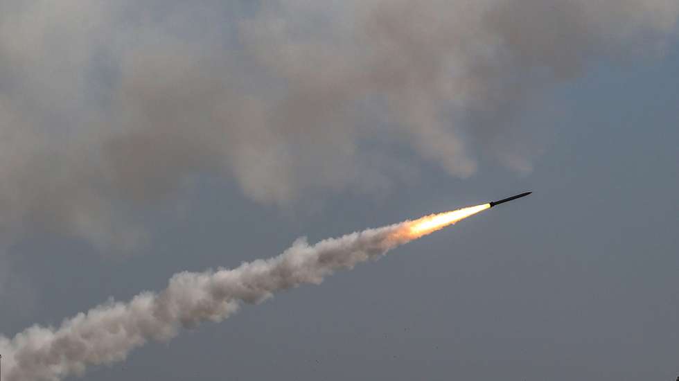 epa09195315 Rockets fired from Gaza fly towards Israel, as seen from Gaza City, 12 May 2021. In response to days of violent confrontations between Israeli security forces and Palestinians in Jerusalem, various Palestinian militants factions in Gaza launched rocket attacks since 10 May that killed at least six Israelis to date. Gaza Strip's health ministry said that at least 65 Palestinians, including 13 children, were killed in the recent retaliatory Israeli airstrikes. Hamas confirmed the death of Bassem Issa, its Gaza City commander, during an airstrike.  EPA/MOHAMMED SABER