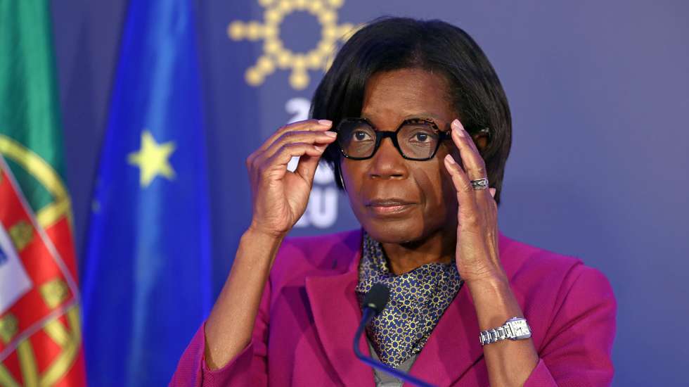 epa09106122 Portuguese Minister of Justice Francisca Van Dunem adjusts her glasses as she attends a High-Level Conference on 'Protecting Vulnerable Adults across Europe â€“ the way forward' under the Portuguese EU Presidency of the Council, in Lisbon, Portugal, 30 March 2021. This high-level conference offers an opportunity for reflection on the current position of vulnerable adults and projecting the measures necessary for ensuring all members of our diverse societies may effectively enjoy their fundamental rights, including equal access to justice.  EPA/ANTONIO PEDRO SANTOS