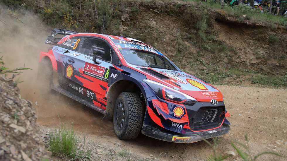 Ott Tanak of Estonia drives his Hyundai i20 coupe WRC during day1, SS4 - Lousa 2, of the Portugal Rally 2021, Lousã, Portugal, 21 May 2021. PAULO NOVAIS/LUSA