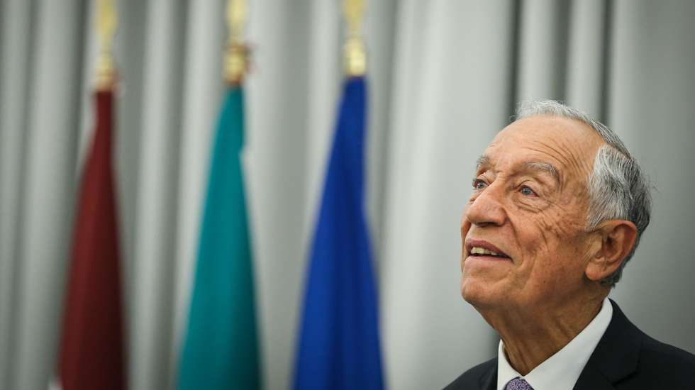 epa10570713 Portugal's President Marcelo Rebelo de Sousa speaks during the Portugal-Latvia Business Forum in Lisbon, Portugal, 13 April 2023.  EPA/RODRIGO ANTUNES