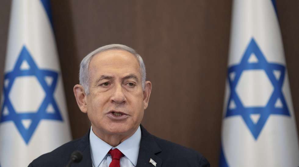 epa10697977 Israeli Prime Minister Benjamin Netanyahu chairs a cabinet meeting at the prime minister's office in Jerusalem, 18 June 2023.  EPA/Ohad Zwigenberg / POOL