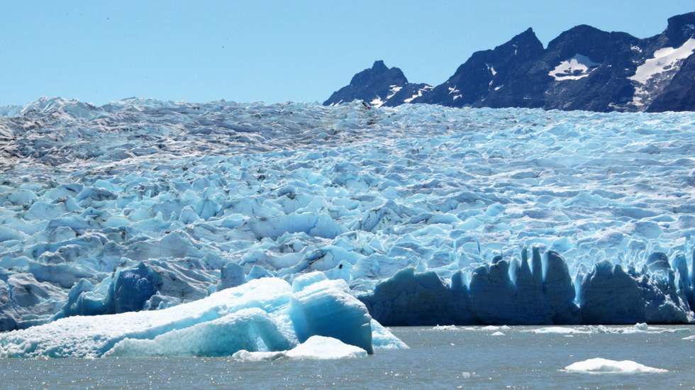 epa10431537 Small masses of ice in the Gray Glacier, in Chilean Patagonia, 25 December 2022 (issued 26 January 2023). The academic and glaciologist from the University of Chile Alexis Segovia told EFE on 26 January that the recent detachment of a large mass of ice in Antarctica is 'a common phenomenon' and is not directly related to the climate crisis, although this could negatively affect the iceberg. According to a press release by the British Antarctic Survey (BAS), a huge iceberg (1550 km2), almost the size of Greater London, broke off the 150m thick Brunt Ice Shelf on 22 January, after cracks that have been developing naturally over the last few years extended across the entire ice shelf, causing the new iceberg to break free.  EPA/JAVIER MARTIN
