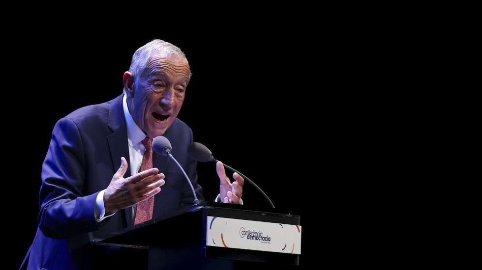 O Presidente da República, Marcelo Rebelo de Sousa, intervém na conferência "Democracia: Juventude em Ação” em Lisboa, 6 de dezembro de 2023. TIAGO PETINGA/LUSA