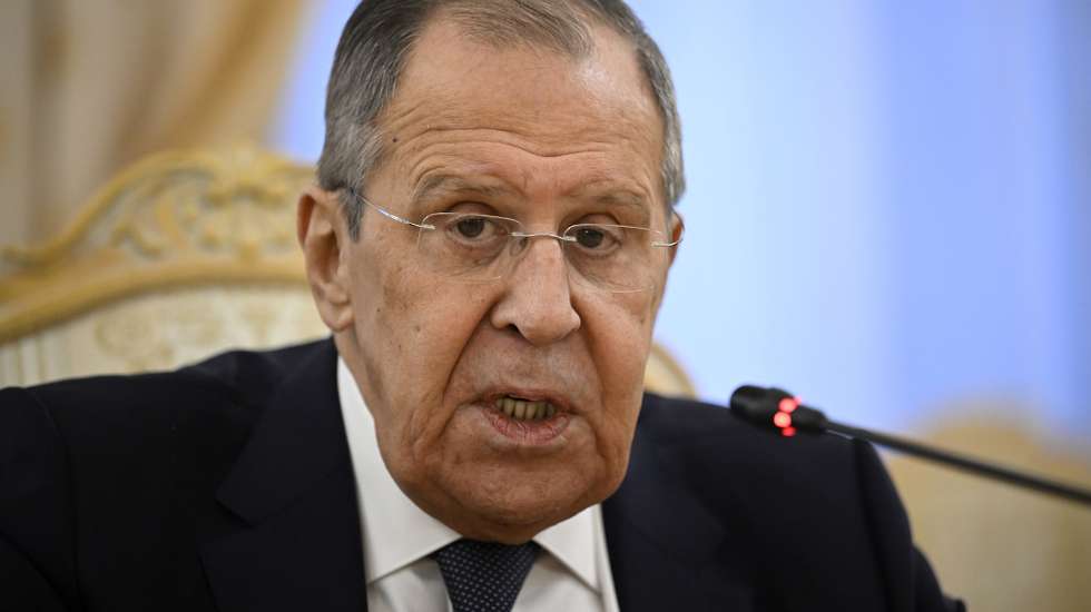epa11045408 Russia's Foreign Minister Sergei Lavrov attends a meeting with his Indian counterpart in Moscow, Russia, 27 December 2023.  EPA/ALEXANDER NEMENOV / POOL