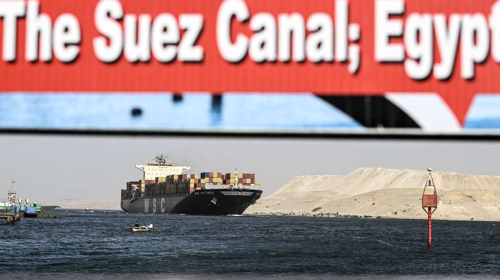 epa11040963 A Mediterranean Shipping Company (MSC) container ship crosses the Suez Canal towards the Red Sea in Ismailia, Egypt, 22 December 2023. On 18 December, the US Department of Defense announced a multinational operation to safeguard trade and to protect ships in the Red Sea, amid the recent escalation in Houthi attacks originating from Yemen, according to a press release from the U.S. Department of Defense. These attacks in recent weeks had prompted major shipping companies to reroute their operations and raised concerns of prolonged disruptions to global trade.  EPA/MOHAMED HOSSAM