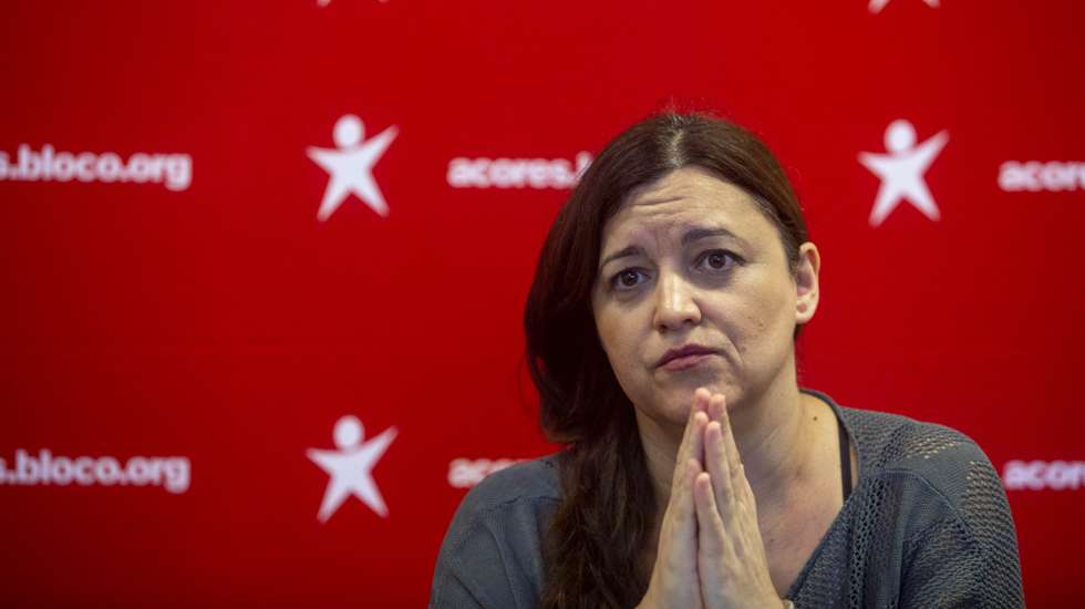 A eurodeputada Marisa Matias do Bloco de Esquerda (BE)  Matias numa reunião sobre Empreendedorismo e Competitividade no âmbito da campanha eleitoral às eleições regionais antecipadas e marcadas para 04 de fevereiro, em Ponta Delgada Açores. 27 de janeiro de 2024. EDUARDO COSTA/LUSA
