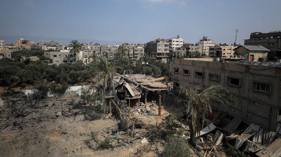 epa11386862 A view of destroyed buildings following an Israeli air strike in Al Nuseirat refugee camp, central Gaza Strip, 03 June 2024. More than 25 people were killed following overnight Israeli military strikes in Al Nuseritat and Al Bureij camps, according to the Palestinian Ministry of Health. More than 36,000 Palestinians and over 1,400 Israelis have been killed, according to the Palestinian Health Ministry and the Israel Defense Forces (IDF), since Hamas militants launched an attack against Israel from the Gaza Strip on 07 October 2023, and the Israeli operations in Gaza and the West Bank which followed it.  EPA/MOHAMMED SABER