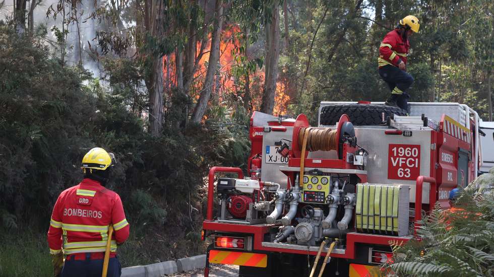 epa11554215 Firefighters try to extinguish a fire in Madeira Island, Portugal, 18 August 2024. The fire, which started on 14 August in the municipality of Ribeira Brava and spread the following day to the neighboring municipality of Camara de Lobos, is now active on three fronts and is being fought by 120 operational, 43 vehicles and one aircraft, with the region having the support of 76 members of the joint force of the National Emergency and Civil Protection Authority.  EPA/HOMEM DE GOUVEIA