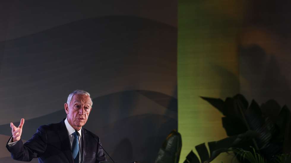 O Presidente da República, Marcelo Rebelo de Sousa, faz a sua intervenção durante o encontro anual do Conselho da Diáspora Portuguesa na Cidadela de Cascais, 20 de dezembro de 2024. TIAGO PETINGA/LUSA