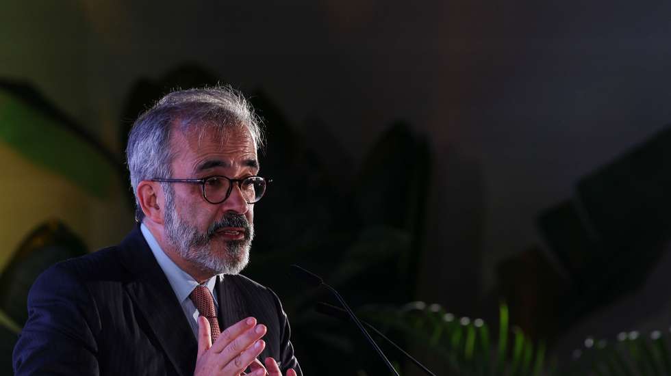 O ministro de Estado e dos Negócios Estrangeiros e vice-presidente Honorário do Conselho da Diáspora Portuguesa, Paulo Rangel. discursa no encontro anual do Conselho da Diáspora Portuguesa, na Cidadela de Cascais, 20 de dezembro de 2024. TIAGO PETINGA/LUSA