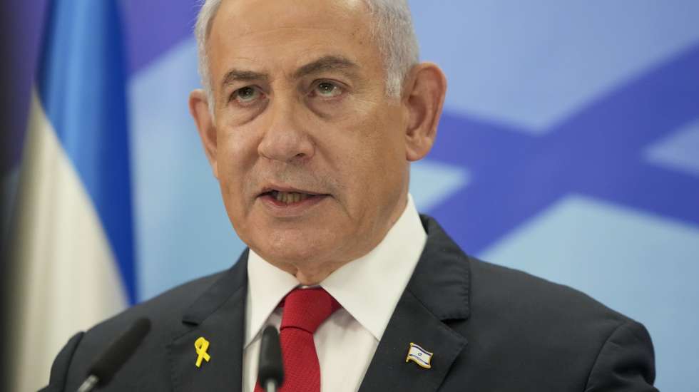 epa11767049 Israeli Prime Minister Benjamin Netanyahu speaks during a press conference in Jerusalem, 09 December 2024.  EPA/MAYA ALLERUZZO / POOL POOL PHOTO