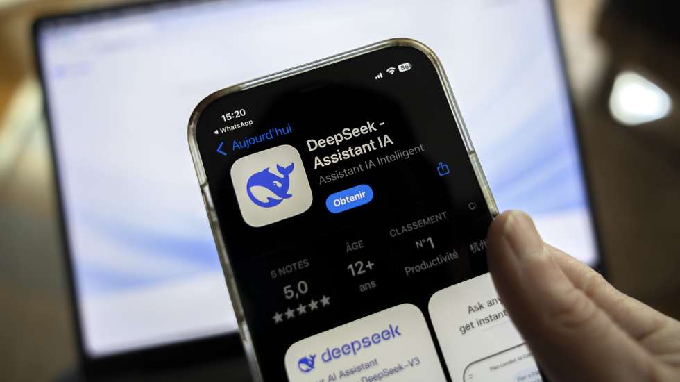epa11858489 The icon of the Chinese app DeepSeek is seen on a mobile phone, in Geneva, Switzerland, 28 January 2025. Shares in major tech firms plummeted following the growing popularity of Deepseek, a Chinese artificial intelligence (AI) app that offers comparable performance at a fraction of the cost of its rivals.  EPA/SALVATORE DI NOLFI