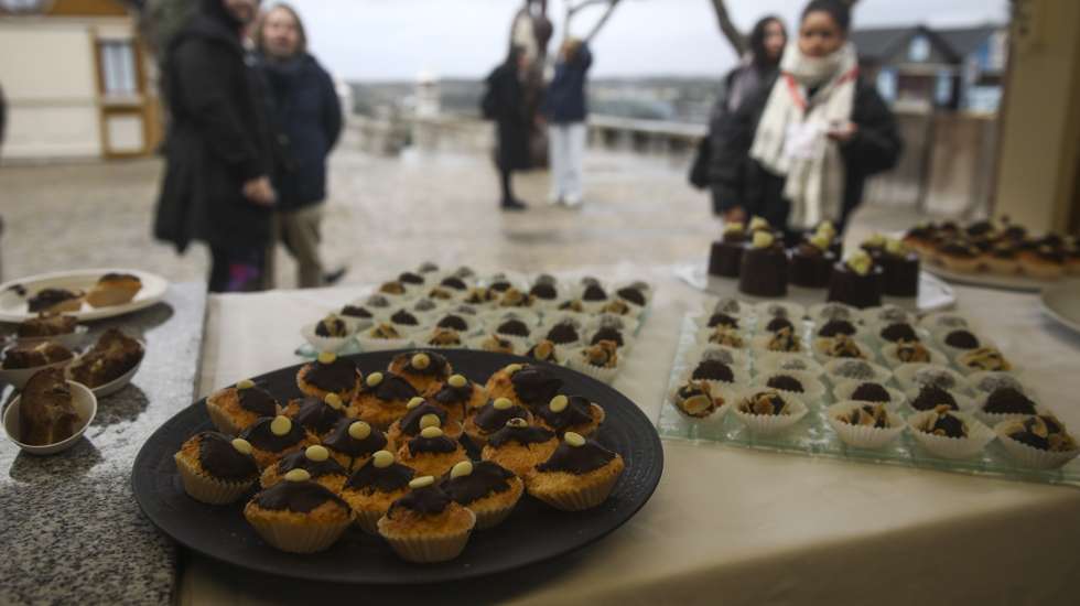 Doces expostos no Festival de Chocolate de Óbidos com o tema “Celebrar Portugal” que decorre até dia 17 de março na vila de Óbidos, 1 de março de 2024. (ACOMPANHA TEXTO DE 02-03-2024) PAULO CUNHA/LUSA