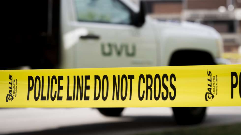 epa12368592 Police tape is spread across campus following the shooting of Charlie Kirk, the CEO and co-founder of the conservative youth organization Turning Point USA, at Utah Valley University in Orem, Utah, USA, 10 September 2025. Kirk was shot at an event he was hosting at Utah Valley University and was removed from the premises by his security team. Officials determined the fatal shot was fired from the rooftop of the Losee Center on the Utah Valley University campus about 200 yards (roughly 180 meters) away from the stage where Kirk was speaking.  EPA/MARIELLE SCOTT