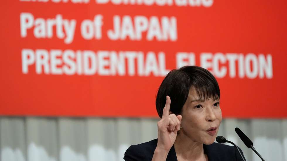 epa12399066 Japan's former Economic Security Minister Sanae Takaichi answers questions during the Liberal Democratic Party (LDP) presidential election candidates' joint press conference at LDP headquarters in Tokyo, Japan, 23 September 2025.  EPA/Eugene Hoshiko / POOL