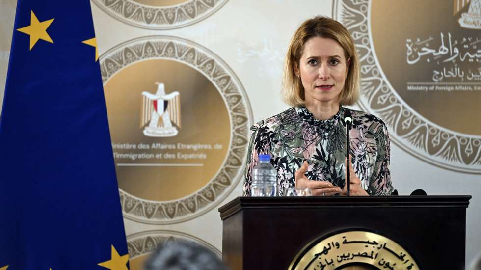 epa12636148 EU High Representative for Foreign Affairs and Security Policy Kaja Kallas attends a joint press conference with Egyptian Foreign Minister Badr Abdelatty (not pictured) following their meeting at the New Administrative Capital, east of Cairo, Egypt, 08 January 2026. The EU top diplomat's visit to Egypt, from 08 to 10 January, aims to reinforce a relationship the EU views as vital for securing regional stability and brokering ceasefires across the Middle East.  EPA/MOHAMED HOSSAM