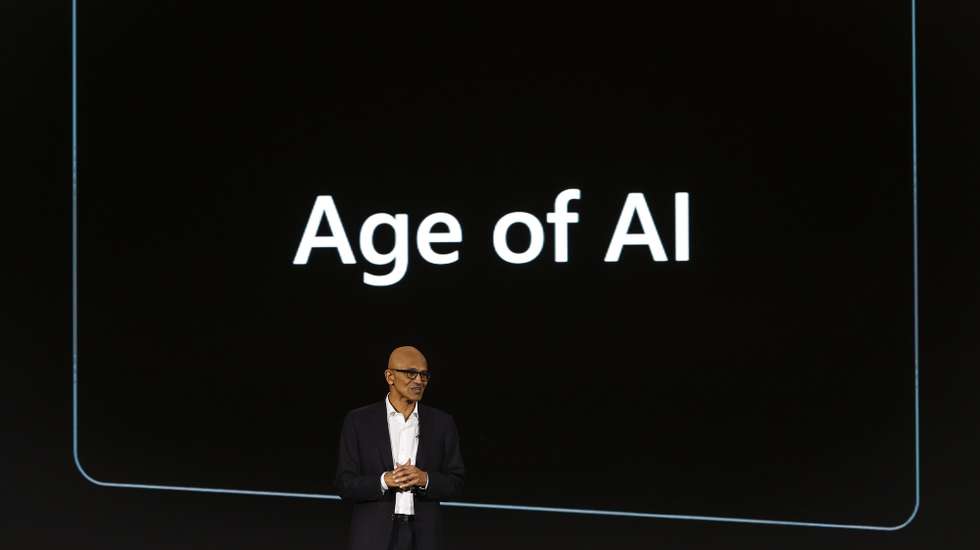 epa12007467 (FILE) Microsoft CEO Satya Nadella speaks during the Microsoft Build: AI Day event in Jakarta, Indonesia, 30 April 2024 (reissued 03 April 2025). Microsoft was founded by Bill Gates and Paul Allen on 04 April 1975.  EPA/MAST IRHAM ATTENDION EDITORS: THE PICTURE IS PART OF A WIDER COLLECTION ON MICROSOFT 50 ANNIVERSARY AVAILABLE AT EPAIMAGES.COM