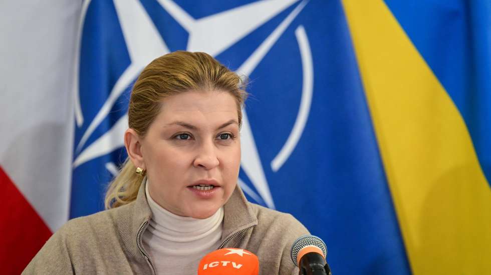 epa11903021 Ukraine's Deputy Prime Minister for European and Euro-Atlantic Integration Olha Stefanishyna speaks at the opening of the NATO-Ukraine Joint Analysis, Training and Education Center (JATEC) in Bydgoszcz, Poland, 17 February 2025. The center is a joint initiative of NATO and Ukraine to support the Armed Forces of Ukraine and exchange experience between Ukraine and the North Atlantic Alliance.  EPA/TYTUS ZMIJEWSKI POLAND OUT