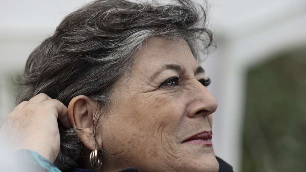 A ex-deputada europeia, Ana Gomes, durante uma ação de pré-campanha do Volt, em Lisboa, 22 de fevereiro de 2024. CARLOS M. ALMEIDA/LUSA