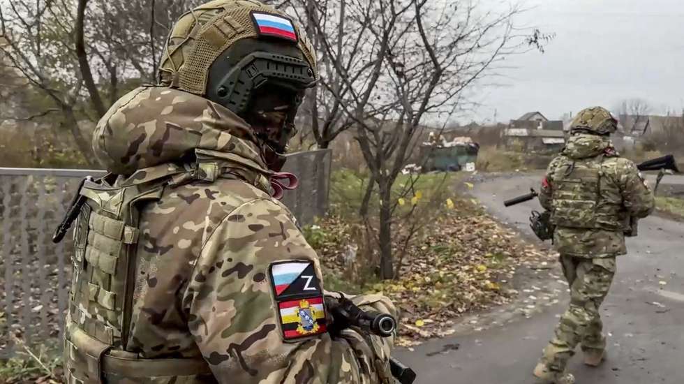 epa11734372 A still image taken from an undated handout video released by the Russian Defence Ministry Press-Service on 22 November 2024 shows Russian military volunteers of the 'Bars-Kursk' formation patrolling in the village of Korenevo, Kursk region, Russia. The 'Bars-Kursk' is a military formation consisting of volunteers from the Kursk region. Fighting between Russian and Ukrainian forces has been ongoing in the Kursk region since 06 August following a Ukrainian military incursion into the Russian border region.  EPA/RUSSIAN DEFENCE MINISTRY PRESS SERVICE HANDOUT -- BEST QUALITY AVAILABLE -- MANDATORY CREDIT -- HANDOUT EDITORIAL USE ONLY/NO SALES