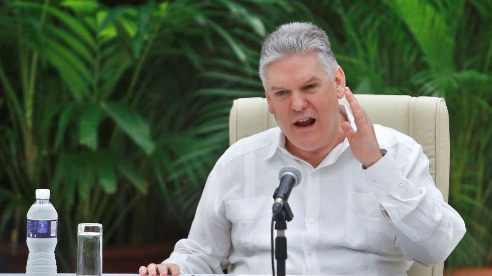 epa09215376 The Deputy Prime Minister and Minister of Economy Alejandro Gil Fernandez during a press conference in the El Laguito protocol room, in Havana, Cuba, 20 May 2021.  EPA/Yander Zamora