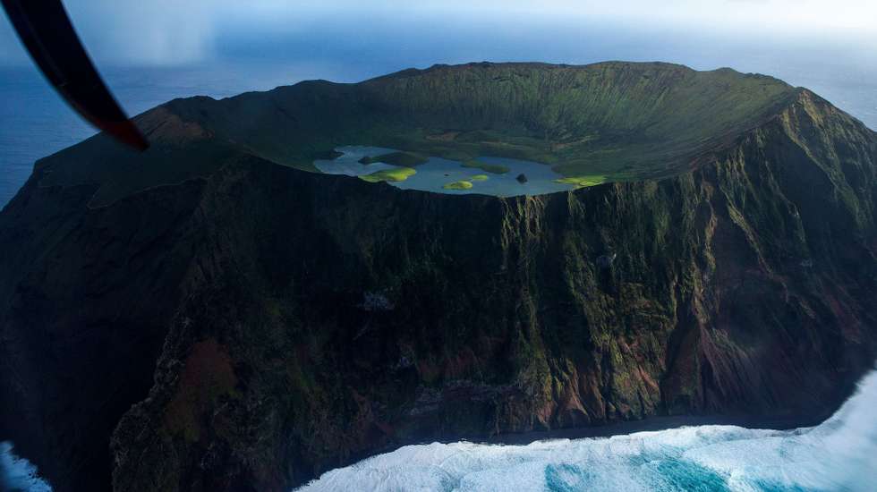 Vista aérea da Ilha do Corvo nos Açores, 01 de janeiro de 2020. EDUARDO COSTA / LUSA