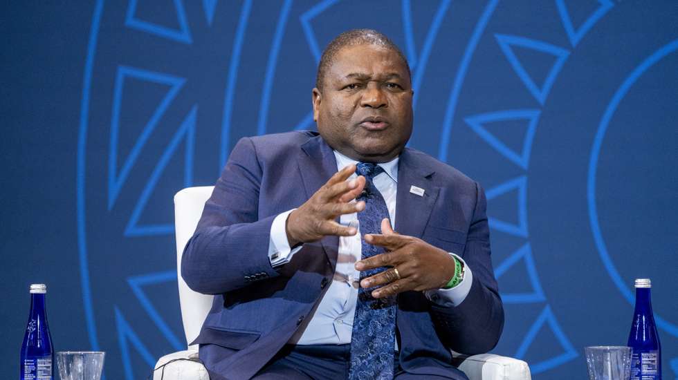 epa10364144 President of Mozambique Filipe Nyusi delivers remarks at the Peace Security Forum during the U.S. Africa Leaders Summit at the Walter E. Washington Convention Center in Washington, DC, USA, 13 December 2022. The U.S-Africa Leaders Summit brings together heads of state, government officials, business leaders, and civil society to strengthen ties between the U.S. and Africa.  EPA/SHAWN THEW