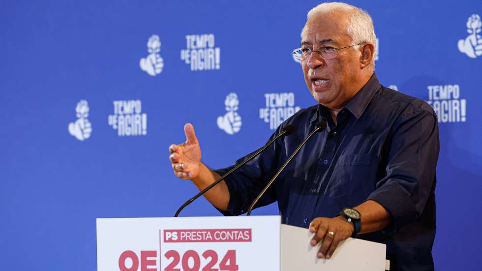 O secretario-geral do PS, António Costa, durante a primeira apresentação do OE2024, inserida num evento organizado pela JS, " Fórum Europa", Portimão,14 de outubro de 2023. LUÍS FORRA/LUSA