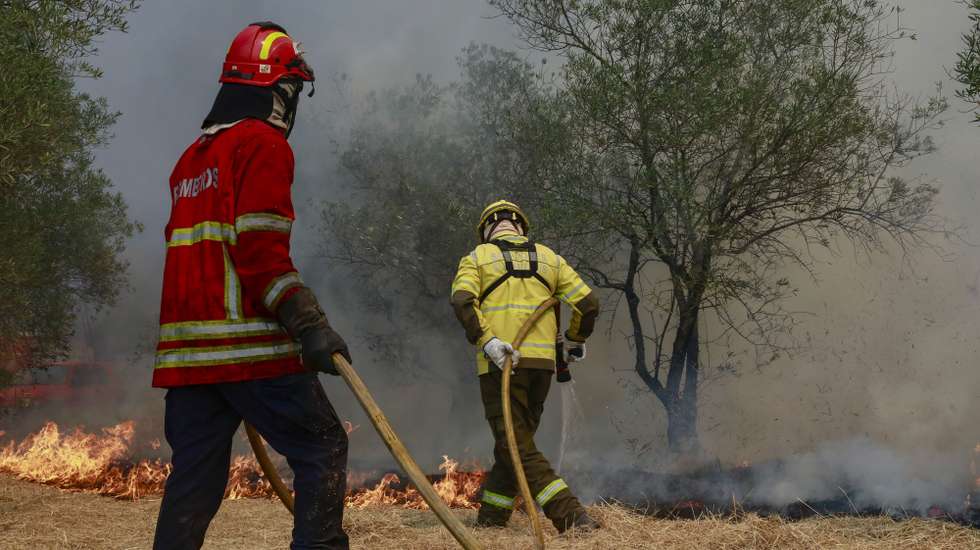 Bombeiros combatem um incêndio em Santa Comba, Seia, 30 de julho de 2025. Este incêndio que deflagrou no concelho de Seia, distrito da Guarda, está a ser combatido por 201 operacionais, 61 viaturas e dois meios aéreos. MIGUEL PEREIRA DA SILVA/LUSA