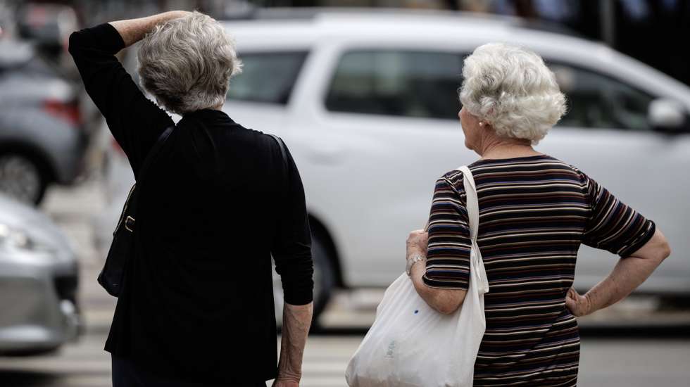 epa10943629 Elderly women walk in a street in Sao Paulo, Brazil, 27 October 2023. The number of Brazilians over the age of 65 increased by 57.4% in the last twelve years, from 14.08 million in 2010 up to 22.17 million in 2022. The data, released on 27 October, is part of the 2022 census and shows that Brazil's increasingly female population suffered a record pace of aging in the last decade.  EPA/ISAAC FONTANA