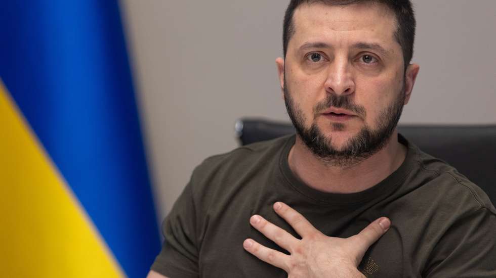 epa09855228 A handout photo made available by the Ukrainian Presidential Press Service shows Ukrainian President Volodymyr Zelensky reacting during an interview via videolink with Russian media, in Kyiv (Kiev), Ukraine, 27 March 2022 (issued 28 March 2022). According to the presidential office, Zelensky spoke in an interview with Russian journalists from 'Zygar' YouTube channel, 'Rain' TV channel, 'Meduza' portal, 'Kommersant' and 'Novaya Gazeta'.  EPA/UKRAINIAN PRESIDENTIAL PRESS SERVICE HANDOUT -- MANDATORY CREDIT: UKRAINIAN PRESIDENTIAL PRESS SERVICE -- HANDOUT EDITORIAL USE ONLY/NO SALES