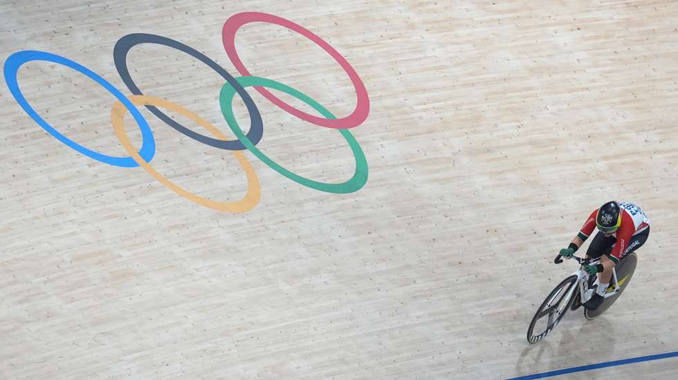 A ciclista portuguesa  Maria Martins em competição durante a prova de ciclismo de pista nos Jogos Olímpicos de Paris, em Paris, França, 11 de agosto de 2024. HUGO DELGADO/LUSA