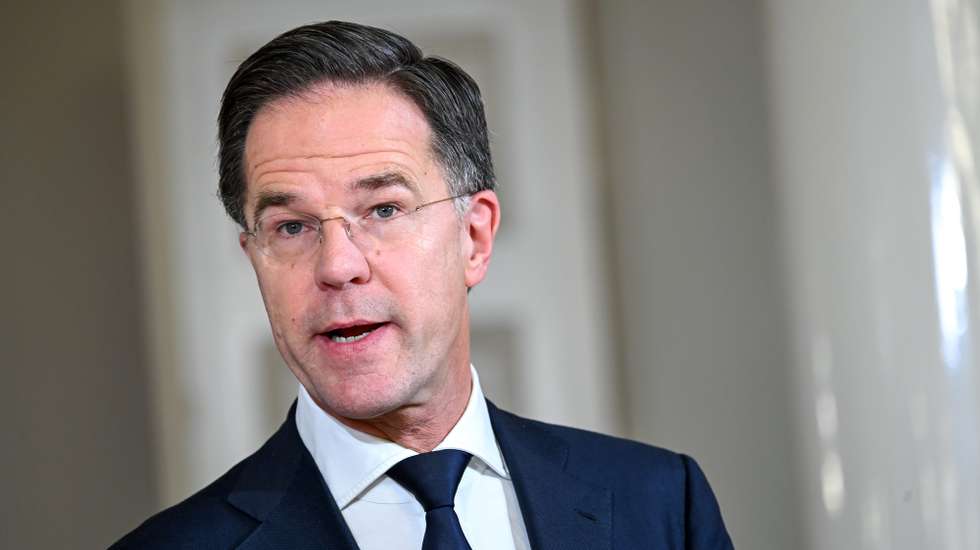 epa11823709 NATO Secretary General Mark Rutte gives a joint press conference with Finland's president and Estonia's prime minister during the Baltic Sea NATO Allies Summit in Helsinki, Finland, 14 January 2025.  EPA/KIMMO BRANDT