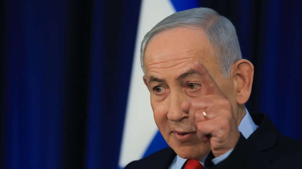 epa12834131 Israeli Prime Minister Benjamin Netanyahu speaks during a press conference in Jerusalem, 19 March 2026, amid the US-Israel conflict with Iran.  EPA/RONEN ZVULUN / POOL
