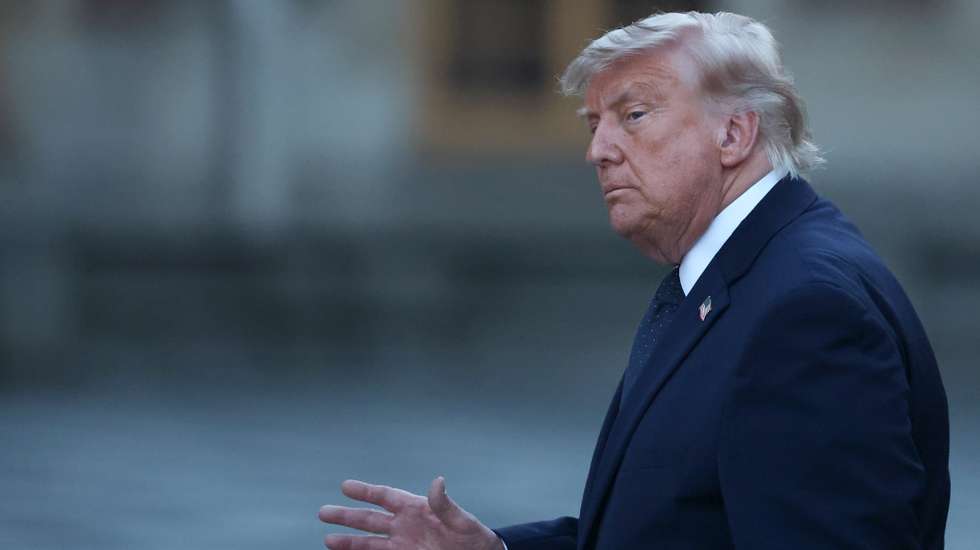 epa13045324 US President Donald J. Trump arrives at the Palace of Versailles in Versailles, west of Paris, France, 17 June 2026. Macron hosted Trump at Versailles after the G7 summit in Evian-les-Bains.  EPA/MOHAMMED BADRA
