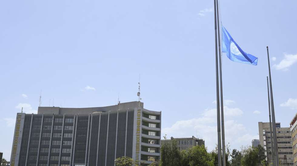epa07428948 The UN flag flies at half-mast at UNECA (United Nations Economic Commission for Africa) office in Addis Ababa, Ethiopia, 11 March 2019, a day after 157 people, including 22 United Nations employees, were killed in the Ethiopian Airlines flight that crashed near Bishoftu, some 50 kilometers outside of the capital Addis Ababa shortly after taking off. Ethiopian Airlines said on 11 March that searchers have found the black box from the crashed Boeing 737 Max 8 en route to Nairobi, Kenya. All passengers onboard the scheduled flight ET 302 carrying 149 passengers and 8 crew members have died, the airlines says.  EPA/STRINGER